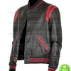 BLACK AND RED LEATHER VARSITY JACKET BLACK AND RED LEATHER VARSITY JACKET