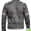 BLACK DISTRESSED LEATHER WITH STRIPES JACKET