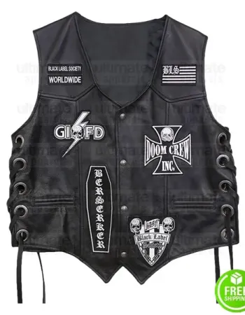 BLACK LABEL SOCIETY BAND BLACK LEATHER VEST BLACK LABEL SOCIETY BAND BLACK LEATHER VEST