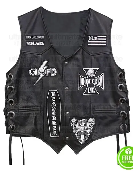 BLACK LABEL SOCIETY BAND BLACK LEATHER VEST