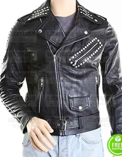 NEW BLACK MOTORCYCLE BIKER LEATHER JACKET