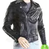NEW BLACK MOTORCYCLE BIKER LEATHER JACKET