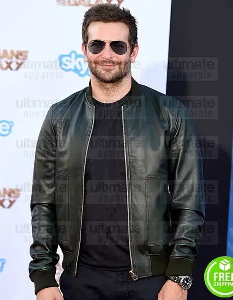 BRADLEY COOPER GREEN BOMBER LEATHER JACKET