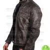 BROWN DISTRESSED LEATHER MOTORCYCLE JACKET