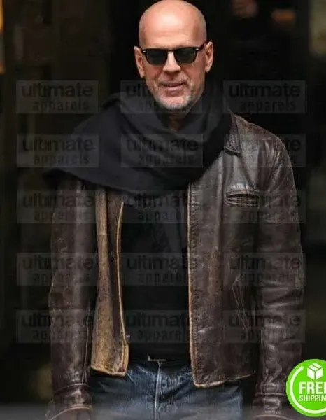 Bruce Willis Brown Distressed Leather Jacket Bruce Willis Brown Distressed Leather Jacket