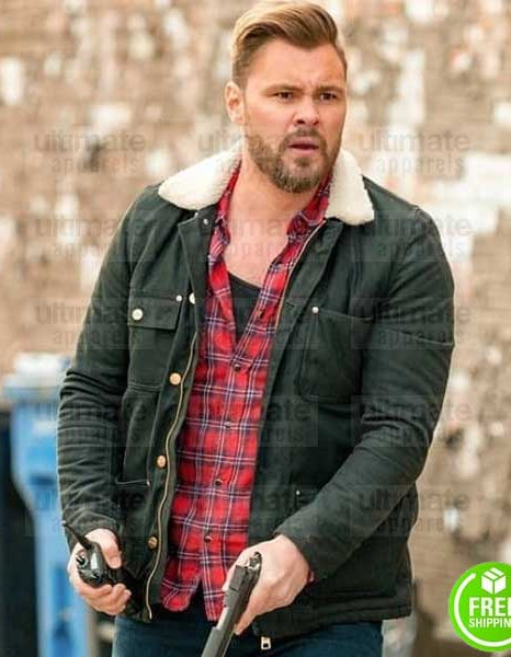 CHICAGO P.D PATRICK JOHN FLUGER BLACK FUR COLLAR JACKET CHICAGO P.D PATRICK JOHN FLUGER BLACK FUR COLLAR JACKET