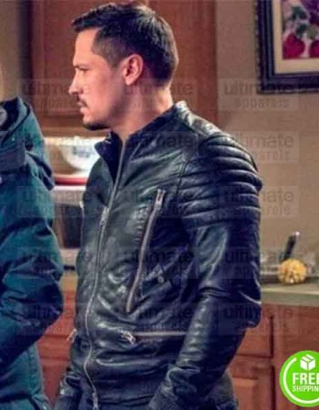 CHICAGO P.D NICK WECHSLER (KENNY RIXTON) BLACK BIKER LEATHER JACKET