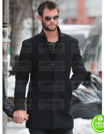 CHRIS HEMSWORTH BLACK WOOL COAT