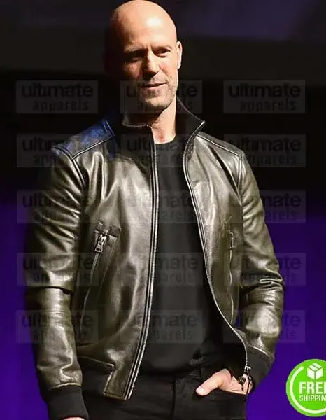 JASON STATHAM CINEMACON 2019 BLACK LEATHER JACKET JASON STATHAM CINEMACON 2019 BLACK LEATHER JACKET