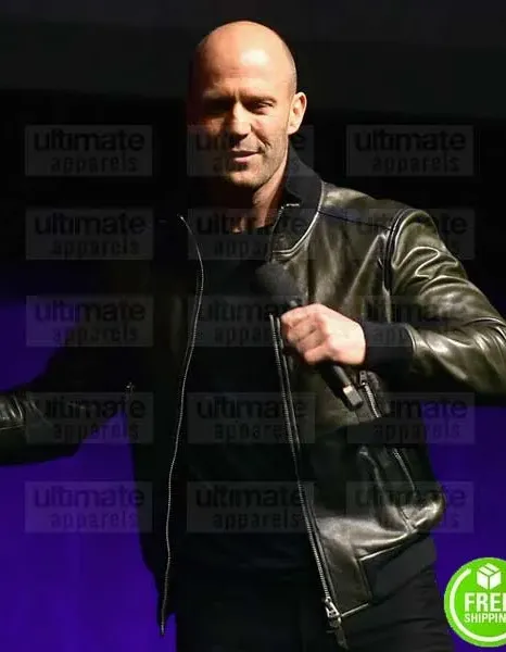 JASON STATHAM CINEMACON 2019 BLACK LEATHER JACKET JASON STATHAM CINEMACON 2019 BLACK LEATHER JACKET