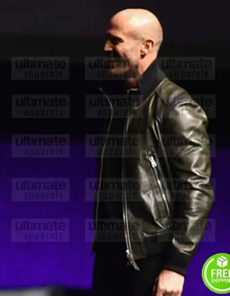 JASON STATHAM CINEMACON 2019 BLACK LEATHER JACKET JASON STATHAM CINEMACON 2019 BLACK LEATHER JACKET