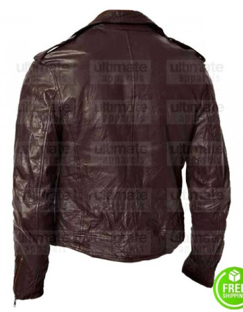 MEN'S DARK BROWN BIKER LEATHER JACKET 