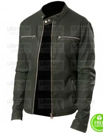 MEN'S DARK GREEN LEATHER JACKET