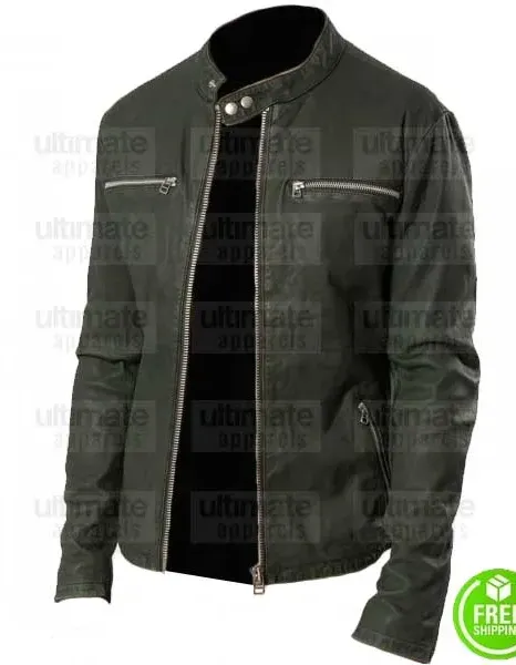 MEN'S DARK GREEN LEATHER JACKET