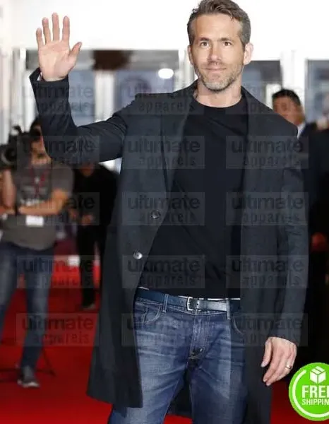 DEADPOOL 2 EVENT RYAN REYNOLDS (WADE WILSON) BLACK COTTON COAT