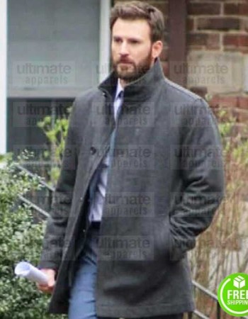 DEFENDING JACOB CHRIS EVANS (ANDY BARBER) GREY WOOL COAT