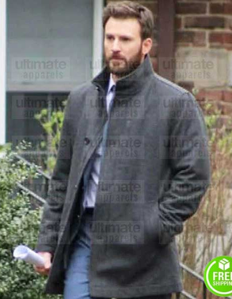 DEFENDING JACOB CHRIS EVANS (ANDY BARBER) GREY WOOL COAT