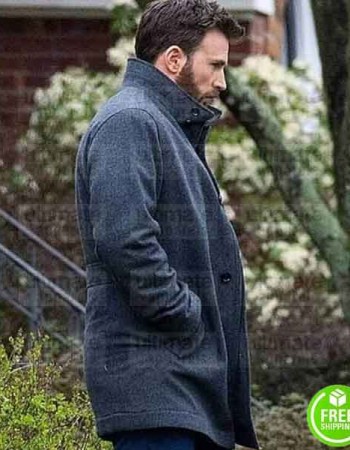 DEFENDING JACOB CHRIS EVANS (ANDY BARBER) GREY WOOL COAT DEFENDING JACOB CHRIS EVANS (ANDY BARBER) GREY WOOL COAT