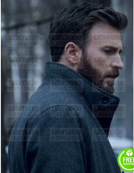 DEFENDING JACOB CHRIS EVANS (ANDY BARBER) GREY WOOL COAT