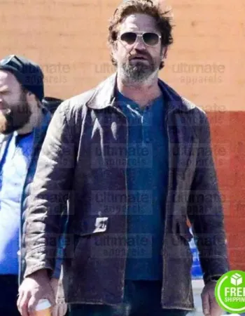 Den of Thieves Gerard Butler Big Nick Brown Leather Jacket