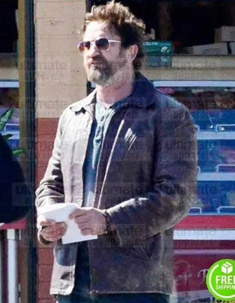 Den of Thieves Gerard Butler Big Nick Brown Leather Jacket