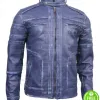 DISTRESSED BLUE LEATHER JACKET DISTRESSED BLUE LEATHER JACKET