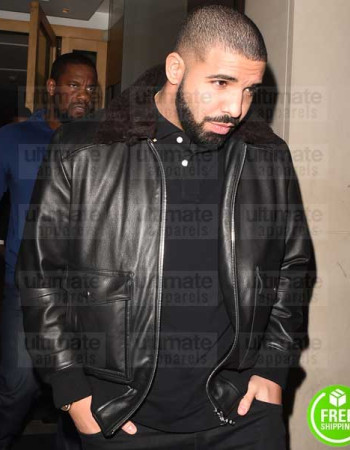 DRAKE BLACK FUR COLLAR LEATHER JACKET