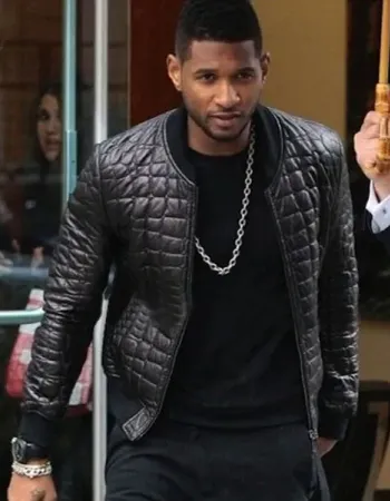 DRAKE QUILTED BLACK BOMBER LEATHER JACKET