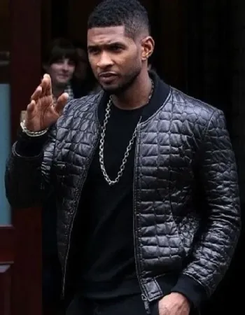 DRAKE QUILTED BLACK BOMBER LEATHER JACKET