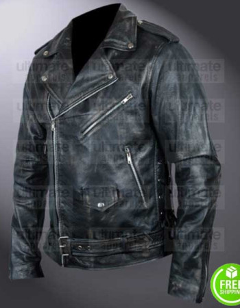 FALLOUT 4 ATOM CATS BLACK DISTRESSED LEATHER JACKET