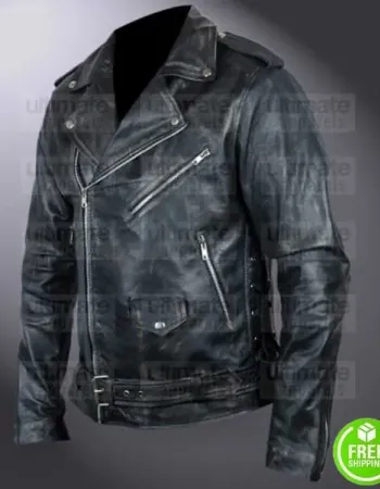 FALLOUT 4 ATOM CATS BLACK DISTRESSED LEATHER JACKET