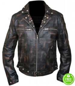 FALLOUT 3 TUNNEL SNAKES RULE DISTRESSED LEATHER JACKET