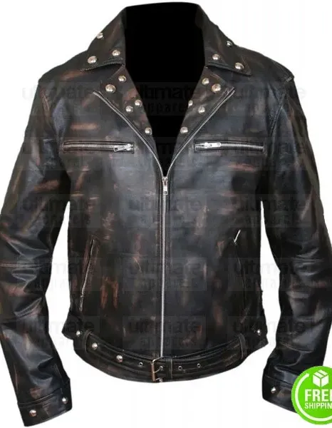 FALLOUT 3 TUNNEL SNAKES RULE DISTRESSED LEATHER JACKET