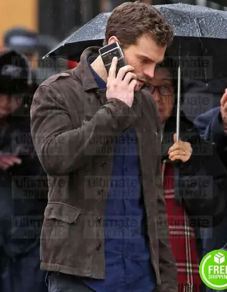 FIFTY SHADES DARKER JAMIE DORNAN (CHRISTIAN GREY) SUEDE LEATHER JACKET FIFTY SHADES DARKER JAMIE DORNAN (CHRISTIAN GREY) SUEDE LEATHER JACKET
