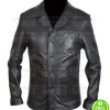 FOUR BUTTONS BLACK LEATHER BLAZER JACKET FOUR BUTTONS BLACK LEATHER BLAZER JACKET
