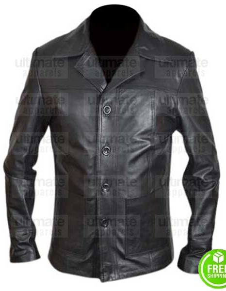 FOUR BUTTONS BLACK LEATHER BLAZER JACKET FOUR BUTTONS BLACK LEATHER BLAZER JACKET