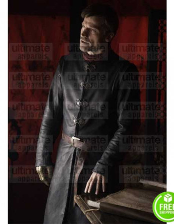 GAME OF THRONES JAIME LANNISTER BLACK LEATHER COSTUME COAT