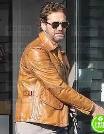 GERARD BUTLER BROWN LEATHER JACKET GERARD BUTLER BROWN LEATHER JACKET
