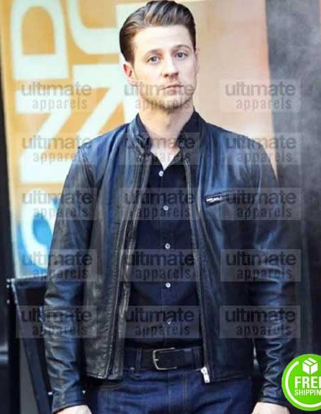 GOTHAM BEN MCKENZIE (JAMES GORDON) BLACK LEATHER JACKET