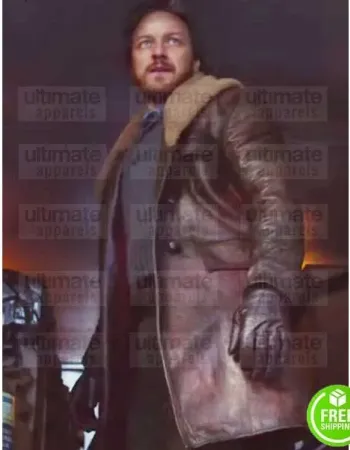 HIS DARK MATERIAL JAMES MCAVOY (LORD ASRIEL) FUR COLLAR LEATHER COAT