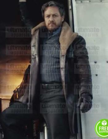 HIS DARK MATERIAL JAMES MCAVOY (LORD ASRIEL) FUR COLLAR LEATHER COAT