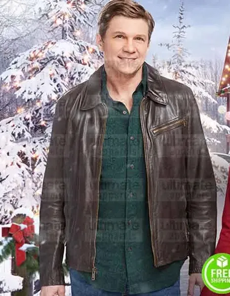 HOLIDAY FOR HEROES MARC BLUCAS (MATT EVANS) BROWN LEATHER JACKET HOLIDAY FOR HEROES MARC BLUCAS (MATT EVANS) BROWN LEATHER JACKET