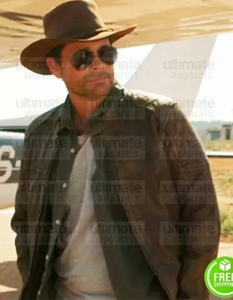 HOLIDAY IN THE WILD ROB LOWE (DEREK) BROWN DISTRESSED LEATHER JACKET HOLIDAY IN THE WILD ROB LOWE (DEREK) BROWN DISTRESSED LEATHER JACKET