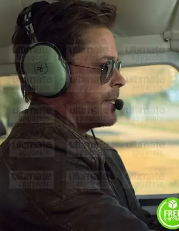 HOLIDAY IN THE WILD ROB LOWE (DEREK) BROWN DISTRESSED LEATHER JACKET HOLIDAY IN THE WILD ROB LOWE (DEREK) BROWN DISTRESSED LEATHER JACKET