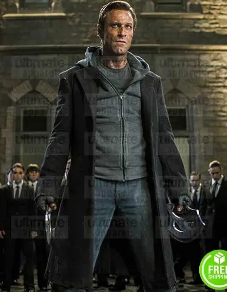 I, FRANKENSTEIN AARON ECKHART (ADAM) BLACK WOOL COAT