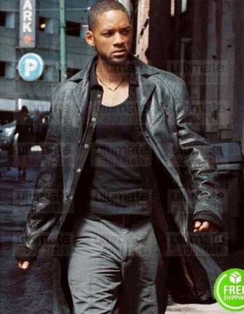 I, ROBOT WILL SMITH (DETECTIVE DEL SPOONER) TRENCH LEATHER COAT