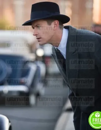 J. EDGAR ARMIE HAMMER (CLYDE TOLSON) GREY TRENCH WOOL COAT J. EDGAR ARMIE HAMMER (CLYDE TOLSON) GREY TRENCH WOOL COAT