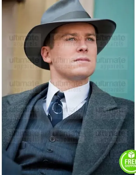 J. EDGAR ARMIE HAMMER (CLYDE TOLSON) GREY TRENCH WOOL COAT