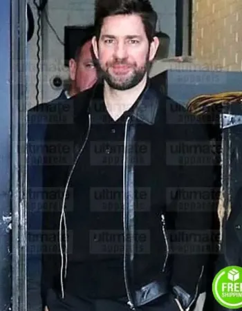 JOHN KRASINSKI BLACK LEATHER JACKET