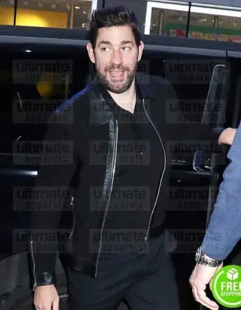JOHN KRASINSKI BLACK LEATHER JACKET JOHN KRASINSKI BLACK LEATHER JACKET
